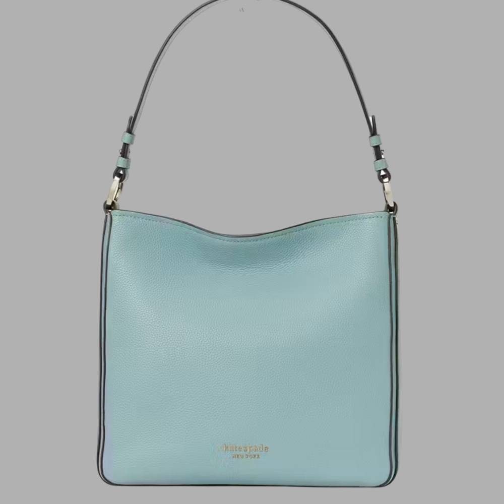 New Kate Spade Hudson Aegean Teal Pebbled Leather Hobo Bag with Crossbody Strap - Picture 9 of 13